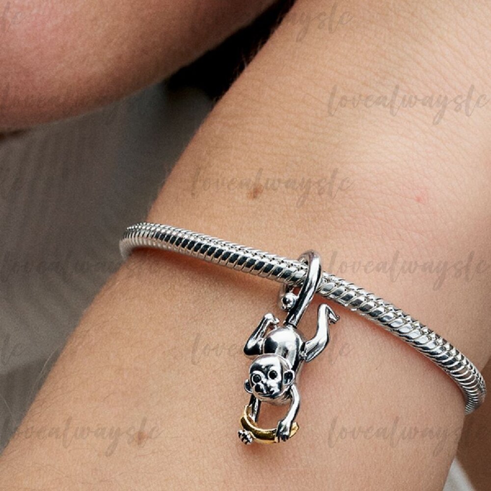 Pandora Two-Tone Movable Monkey Dangle Charm - image 4